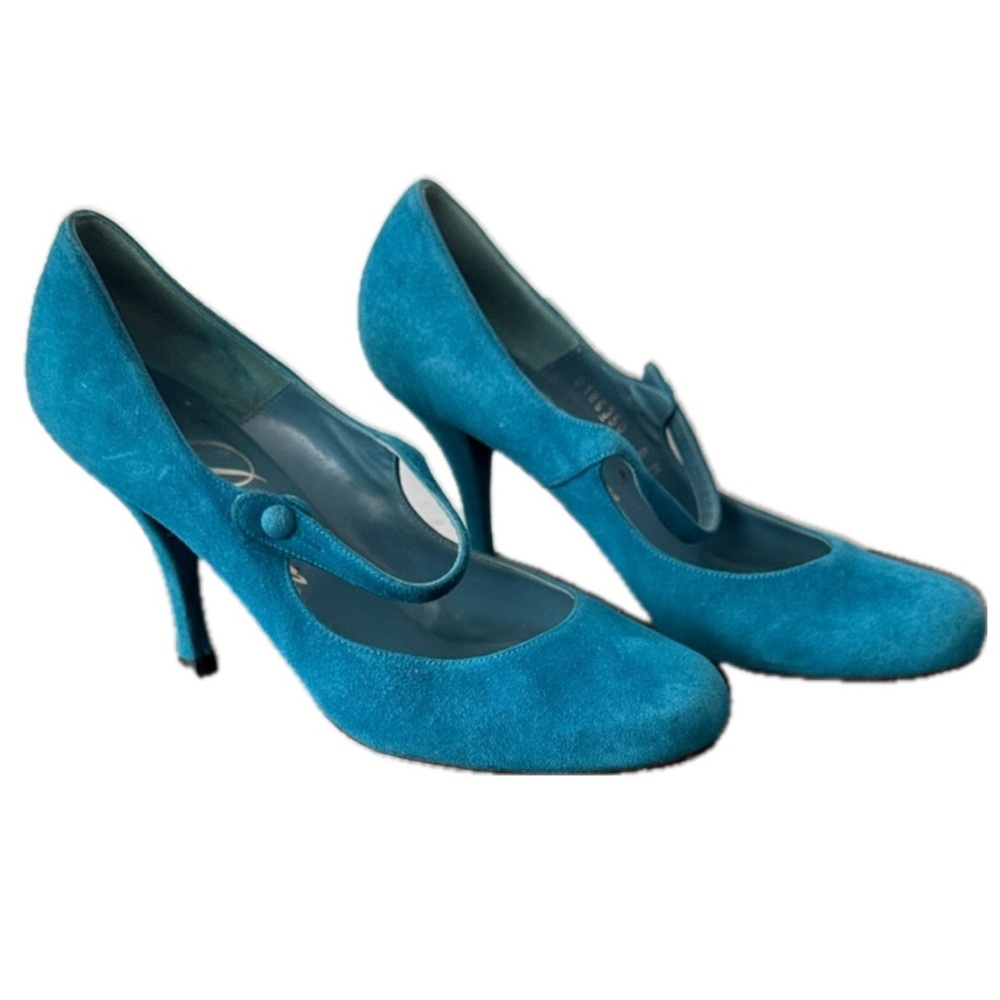 Delman Teal Suede Heels